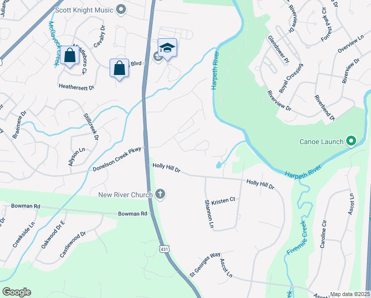 map of restaurants, bars, coffee shops, grocery stores, and more near 1107 Holly Hill Drive in Franklin