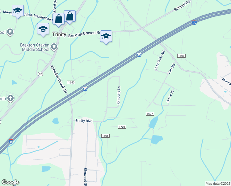 map of restaurants, bars, coffee shops, grocery stores, and more near 5492 Kimberly Lane in Trinity
