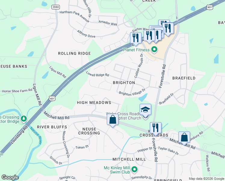 map of restaurants, bars, coffee shops, grocery stores, and more near 7240 Great Laurel Drive in Raleigh