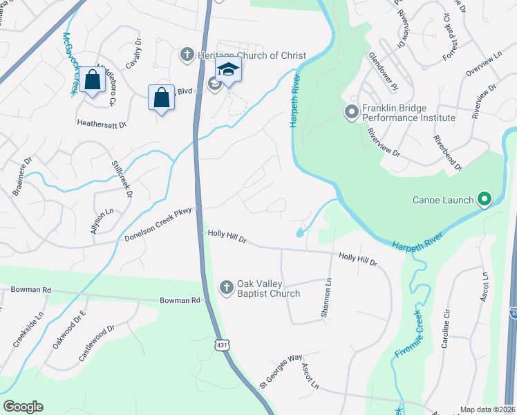 map of restaurants, bars, coffee shops, grocery stores, and more near 1028 Wetzel Drive in Franklin