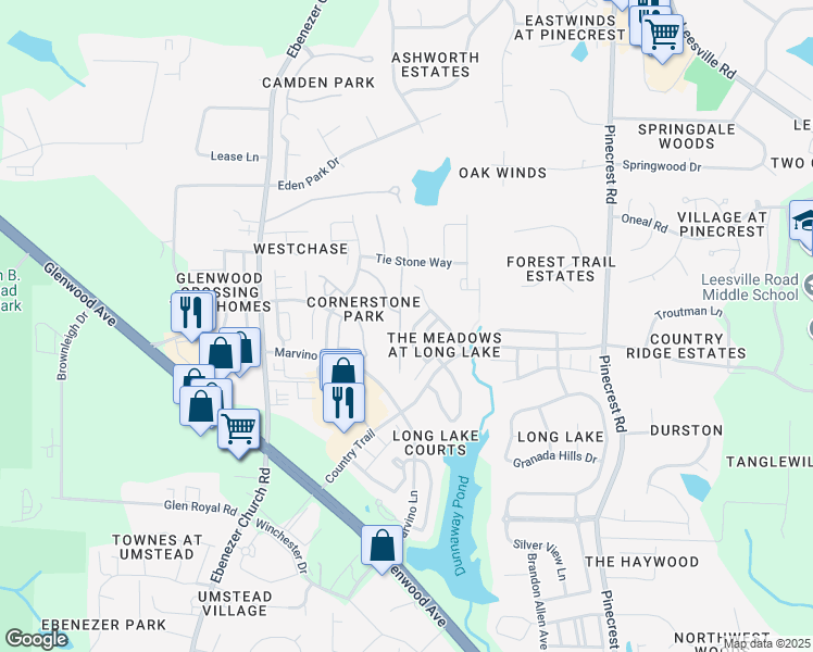 map of restaurants, bars, coffee shops, grocery stores, and more near 7816 Jeffrey Alan Court in Raleigh
