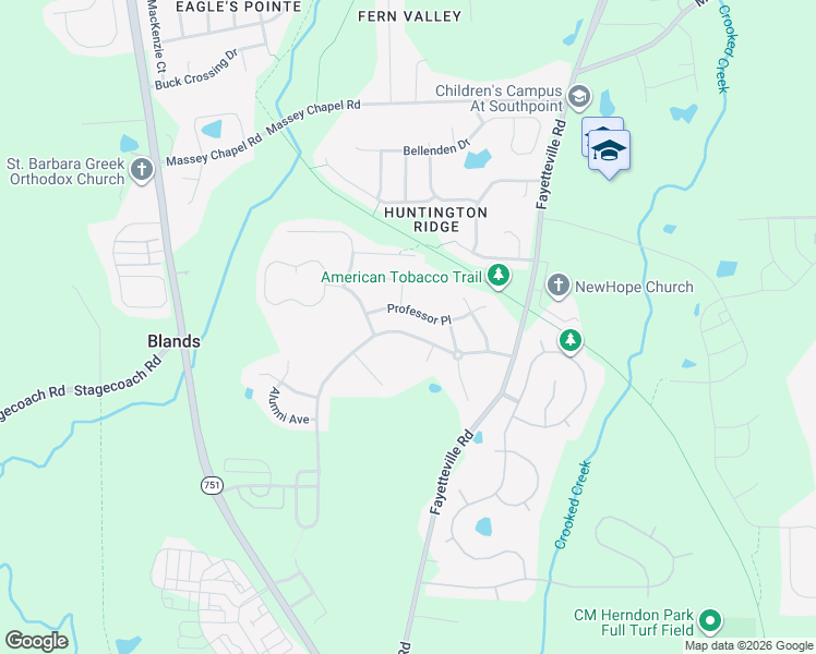 map of restaurants, bars, coffee shops, grocery stores, and more near 1014 Chancellors Ridge Drive in Durham