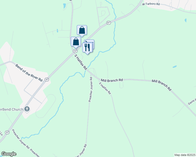 map of restaurants, bars, coffee shops, grocery stores, and more near 5718 South Halifax Road in Rocky Mount