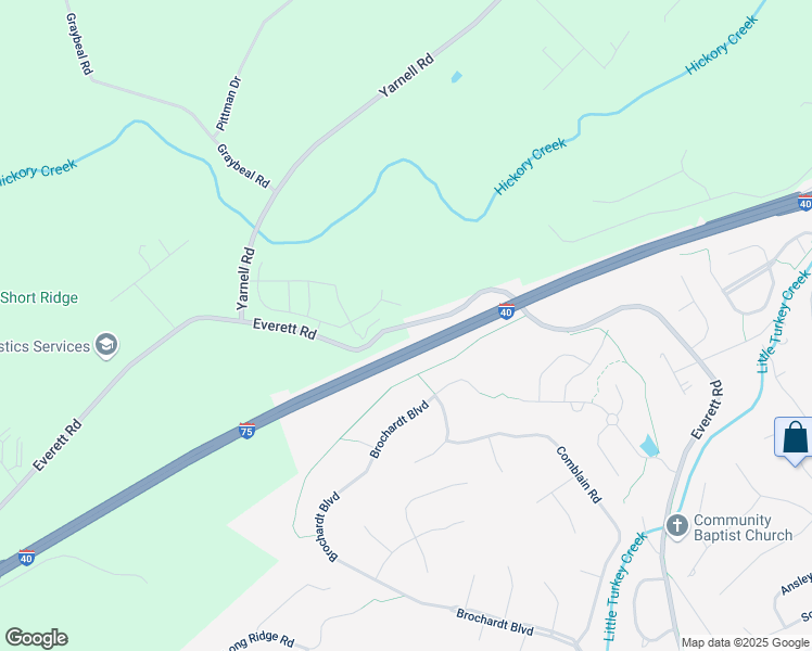 map of restaurants, bars, coffee shops, grocery stores, and more near 1032 Everett Road in Knoxville