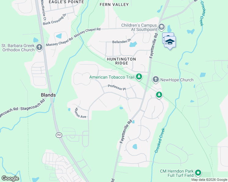 map of restaurants, bars, coffee shops, grocery stores, and more near 1014 Chancellors Ridge Drive in Durham
