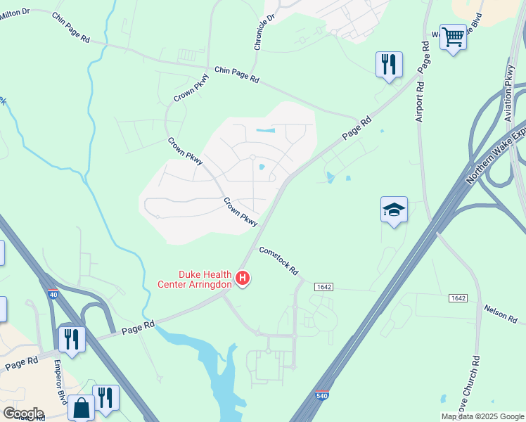 map of restaurants, bars, coffee shops, grocery stores, and more near 211 Cambria Lane in Morrisville