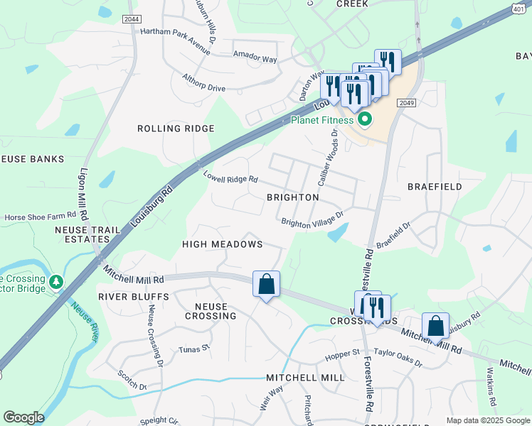map of restaurants, bars, coffee shops, grocery stores, and more near 7252 Great Laurel Drive in Raleigh