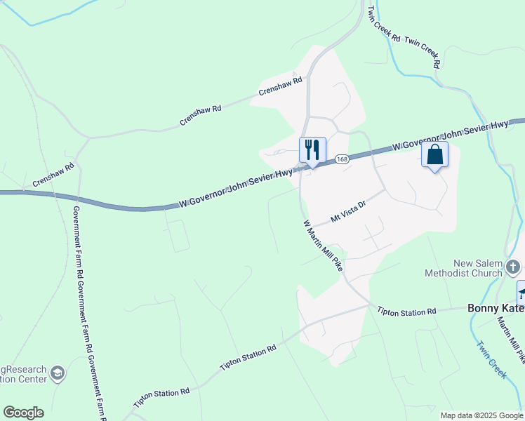 map of restaurants, bars, coffee shops, grocery stores, and more near 7121 Dan Rose Road in Knoxville
