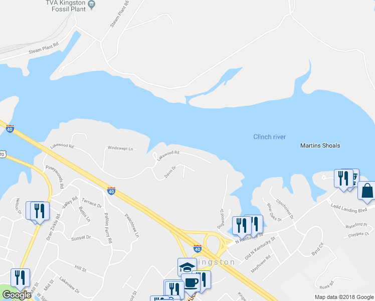 map of restaurants, bars, coffee shops, grocery stores, and more near 410 Lakewood Road in Kingston