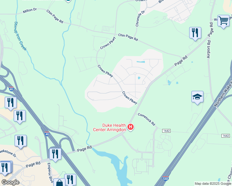 map of restaurants, bars, coffee shops, grocery stores, and more near 5550 Jessip Street in Morrisville