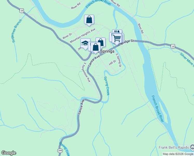 map of restaurants, bars, coffee shops, grocery stores, and more near 323 Lance Avenue in Hot Springs