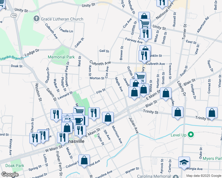 map of restaurants, bars, coffee shops, grocery stores, and more near 119 Hobbs Avenue in Thomasville