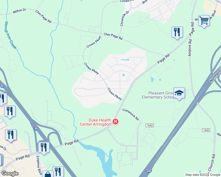 map of restaurants, bars, coffee shops, grocery stores, and more near 5230 Jessip Street in Morrisville