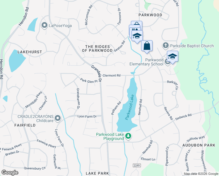 map of restaurants, bars, coffee shops, grocery stores, and more near 123 Wicklow Lane in Durham