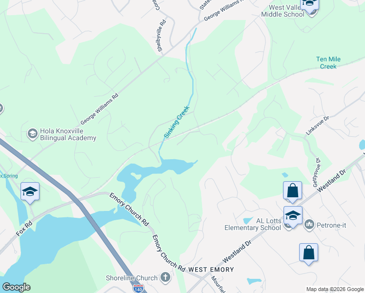 map of restaurants, bars, coffee shops, grocery stores, and more near 823 Zola Lane in Knoxville