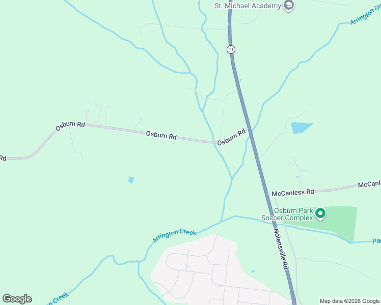 map of restaurants, bars, coffee shops, grocery stores, and more near 2275 Osburn Road in Arrington