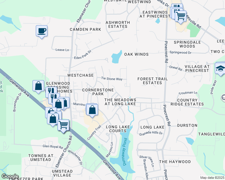 map of restaurants, bars, coffee shops, grocery stores, and more near 7919 Clover Creek in Raleigh