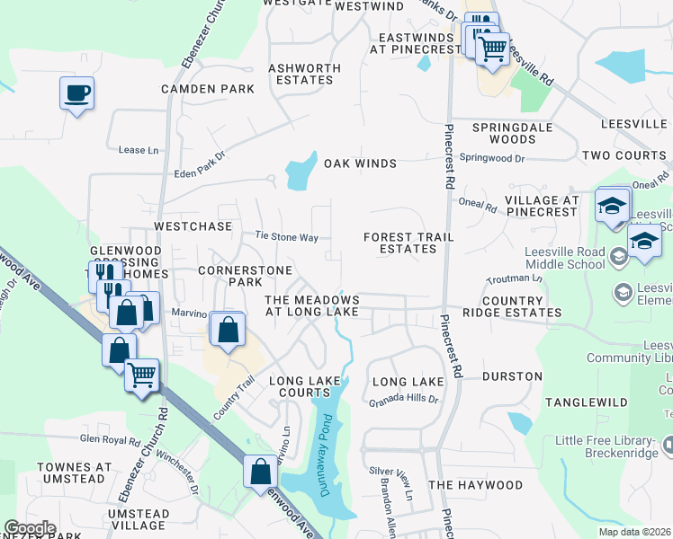 map of restaurants, bars, coffee shops, grocery stores, and more near 8212 Clasara Circle in Raleigh