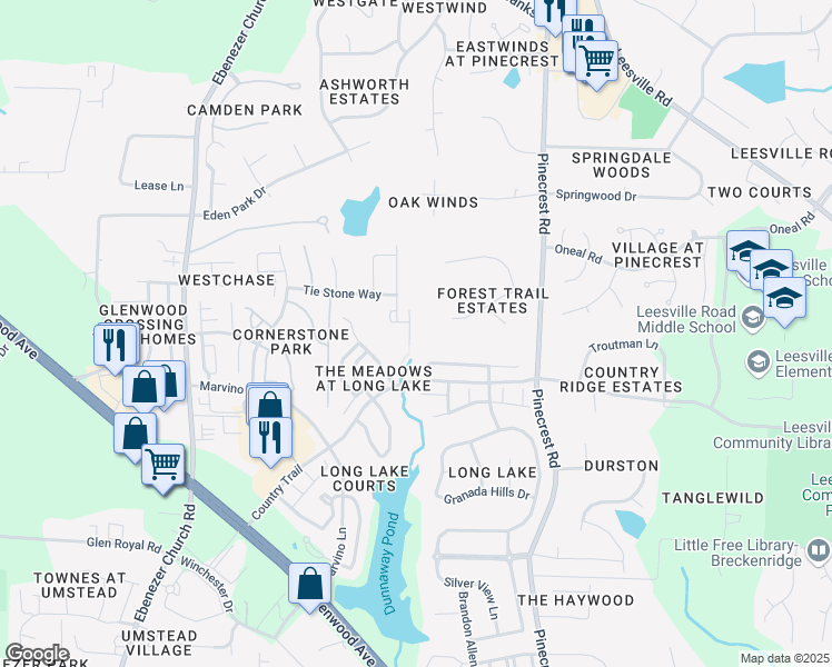 map of restaurants, bars, coffee shops, grocery stores, and more near 8212 Clasara Circle in Raleigh