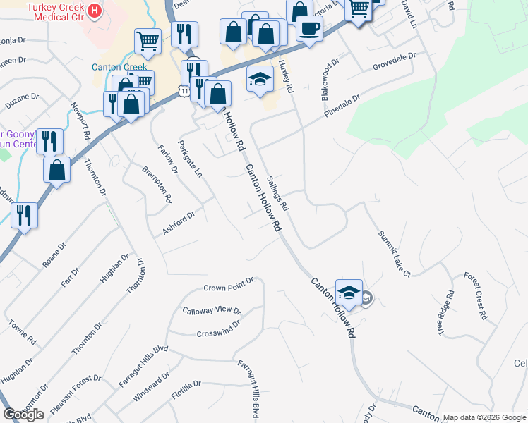 map of restaurants, bars, coffee shops, grocery stores, and more near 10903 Sallings Road in Knoxville