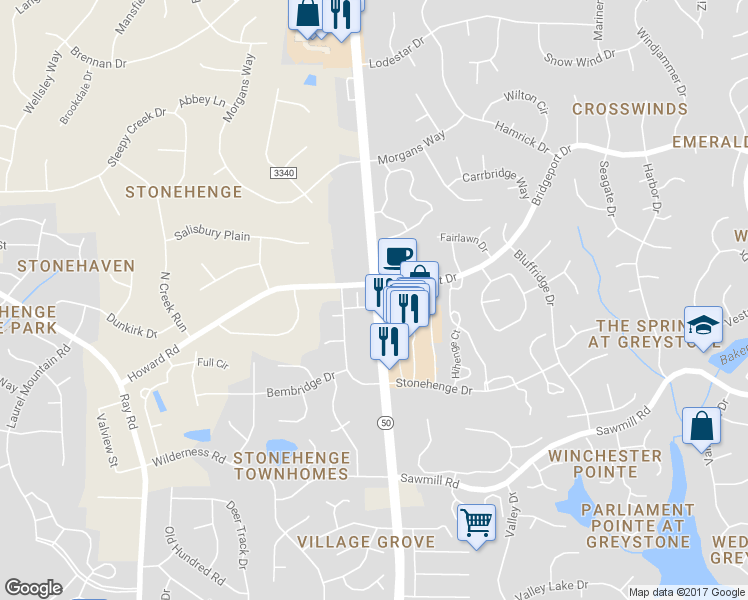 map of restaurants, bars, coffee shops, grocery stores, and more near 2364 Bridgeport Drive in Raleigh