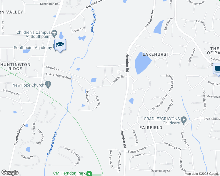 map of restaurants, bars, coffee shops, grocery stores, and more near 1003 Martry Road in Durham