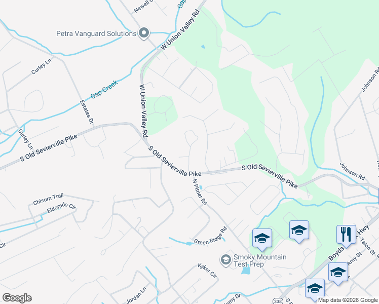 map of restaurants, bars, coffee shops, grocery stores, and more near Sundial Lane in Seymour