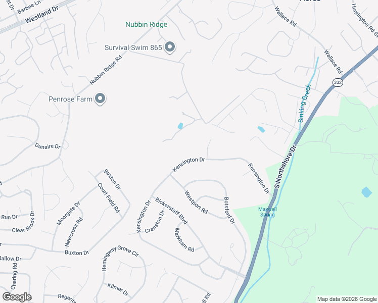 map of restaurants, bars, coffee shops, grocery stores, and more near 1422 Kensington Drive in Knoxville