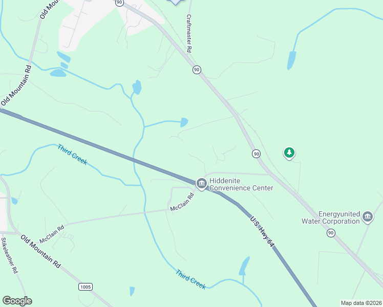 map of restaurants, bars, coffee shops, grocery stores, and more near 104 Stocks Drive in Hiddenite