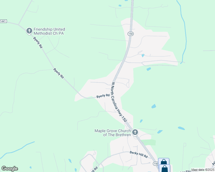 map of restaurants, bars, coffee shops, grocery stores, and more near 2955 North North Carolina Highway 150 in Lexington
