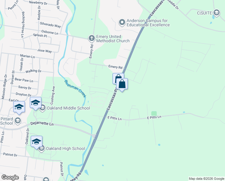 map of restaurants, bars, coffee shops, grocery stores, and more near 2699 Lascassas Pike in Murfreesboro