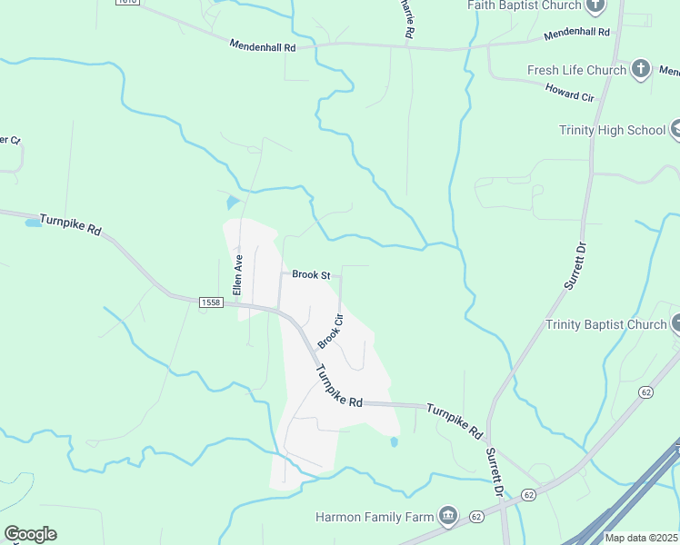 map of restaurants, bars, coffee shops, grocery stores, and more near 5207 Brook Circle in Archdale
