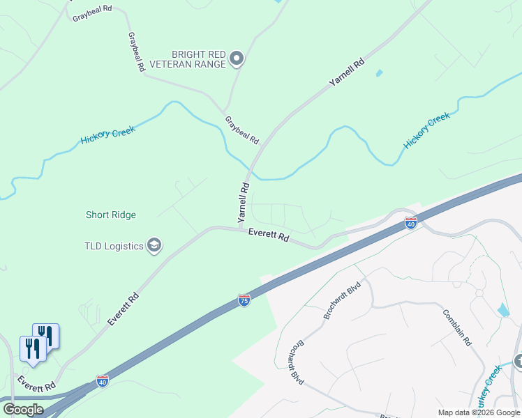 map of restaurants, bars, coffee shops, grocery stores, and more near 1222 Belle Pond Avenue in Knoxville