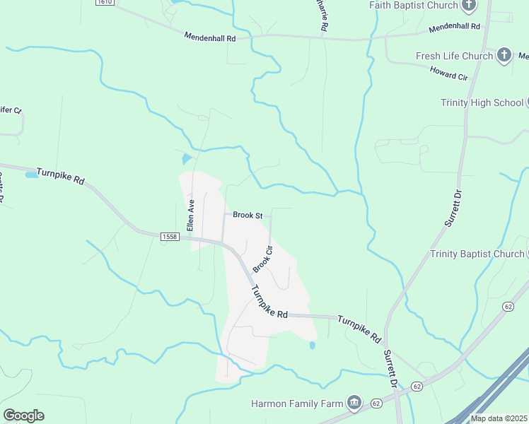 map of restaurants, bars, coffee shops, grocery stores, and more near 5207 Brook Circle in Archdale