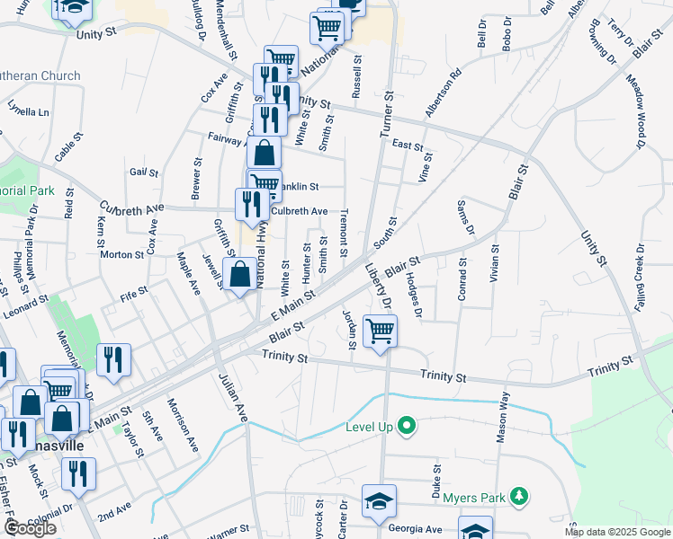 map of restaurants, bars, coffee shops, grocery stores, and more near 926 East Main Street in Thomasville