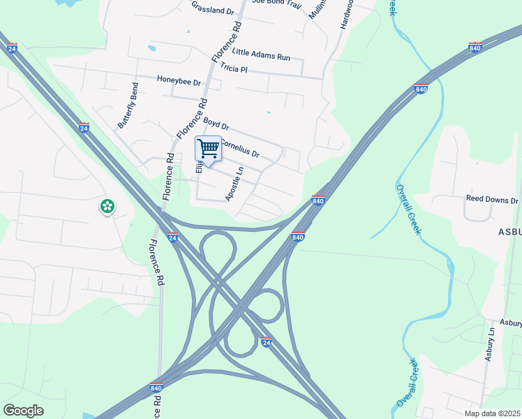 map of restaurants, bars, coffee shops, grocery stores, and more near 4733 Chelanie Circle in Murfreesboro