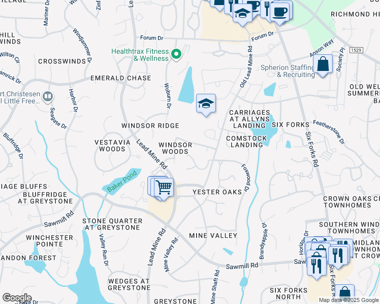 map of restaurants, bars, coffee shops, grocery stores, and more near 8009 Grey Oak Dr in Raleigh