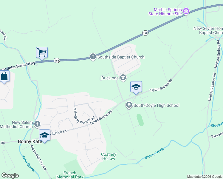 map of restaurants, bars, coffee shops, grocery stores, and more near 7509 Coatney Road in Knoxville