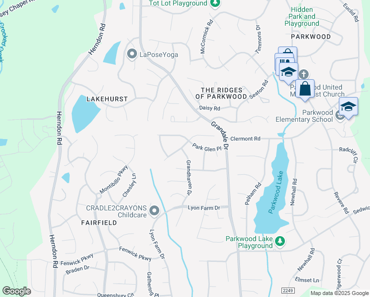 map of restaurants, bars, coffee shops, grocery stores, and more near 5201 Grandhaven Drive in Durham