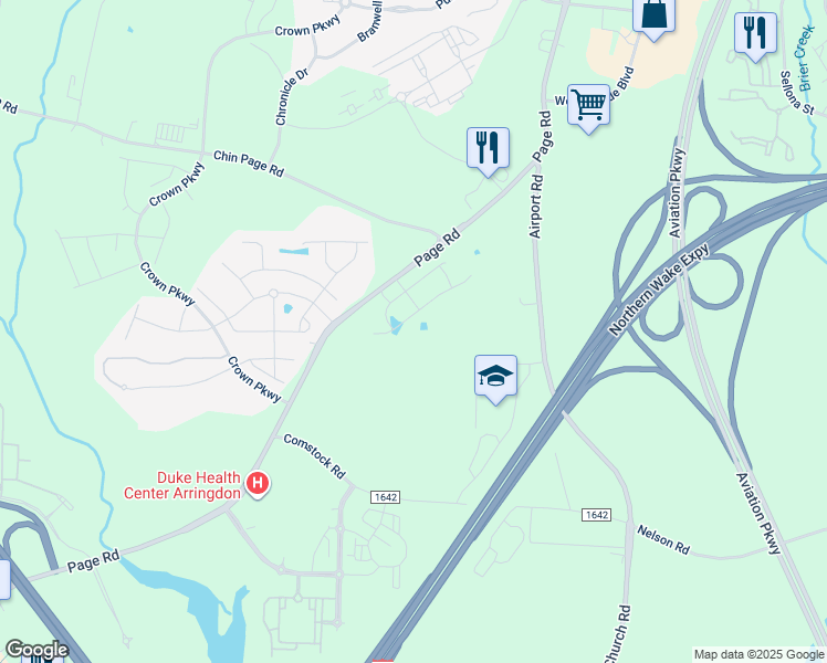 map of restaurants, bars, coffee shops, grocery stores, and more near 4213 Page Road in Morrisville