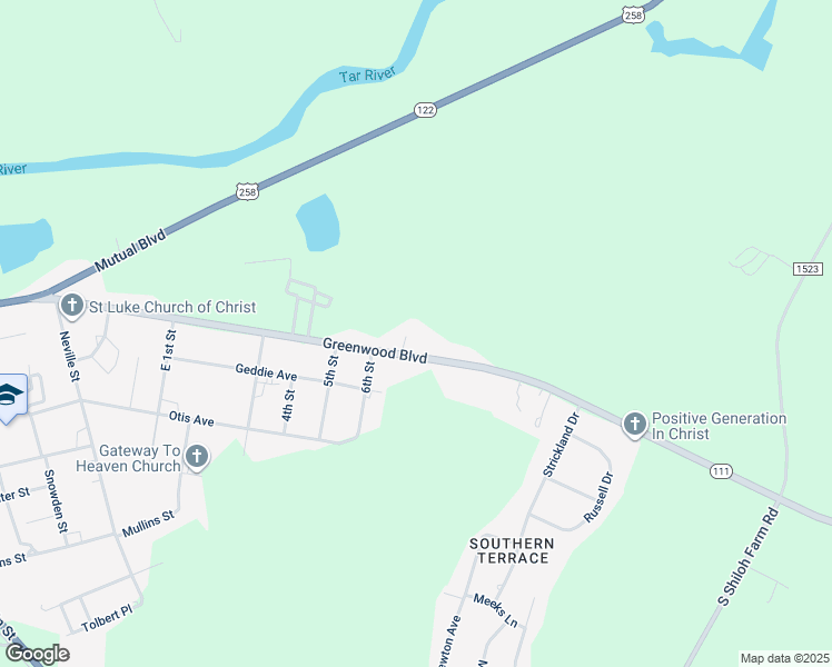 map of restaurants, bars, coffee shops, grocery stores, and more near Bridgers Place in Princeville