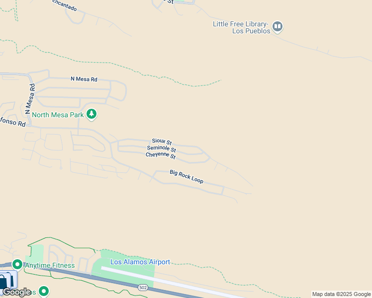 map of restaurants, bars, coffee shops, grocery stores, and more near 1170 Sioux Street in Los Alamos