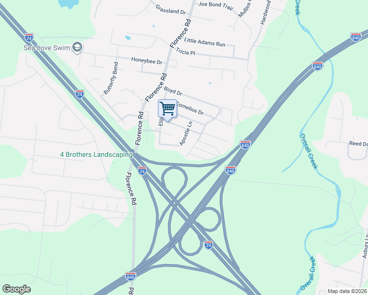 map of restaurants, bars, coffee shops, grocery stores, and more near 2722 Apostle Lane in Murfreesboro