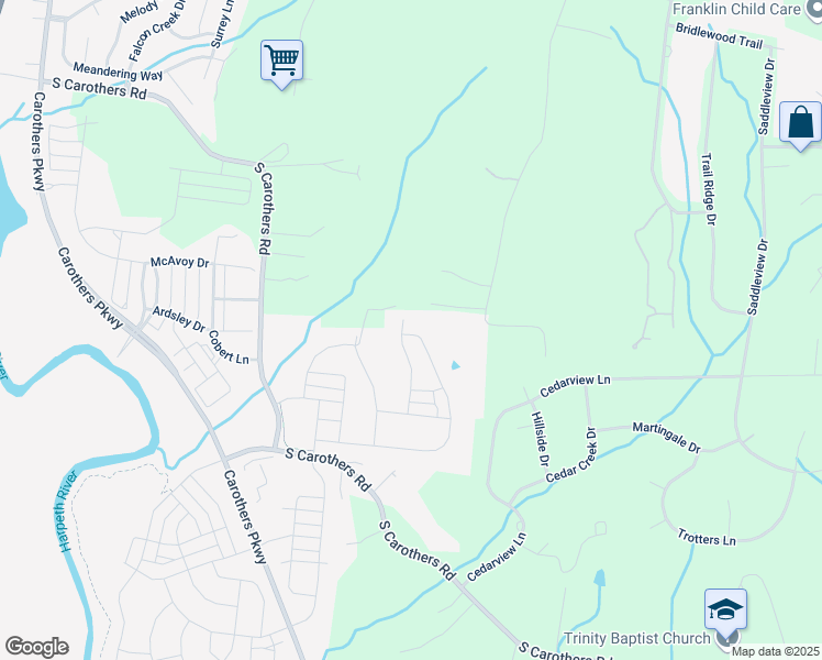 map of restaurants, bars, coffee shops, grocery stores, and more near 4293 Warren Road in Franklin