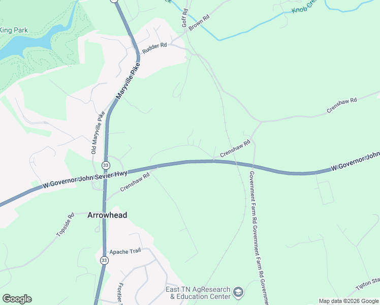 map of restaurants, bars, coffee shops, grocery stores, and more near 6523 Crescent Drive in Knoxville