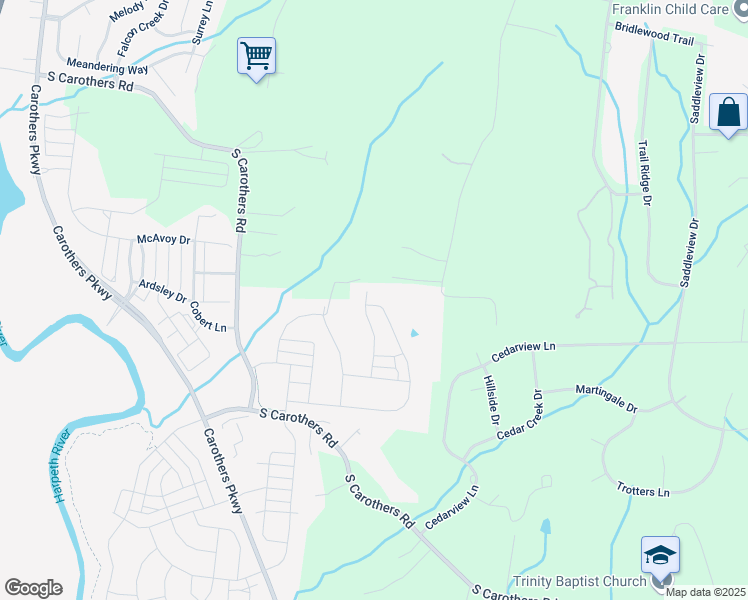 map of restaurants, bars, coffee shops, grocery stores, and more near 4293 Warren Road in Franklin
