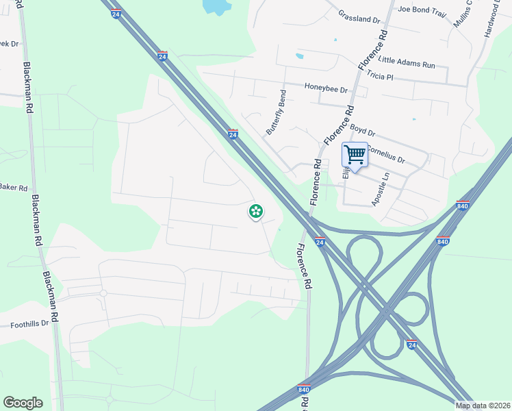 map of restaurants, bars, coffee shops, grocery stores, and more near 310 Heatherwood Drive in Murfreesboro