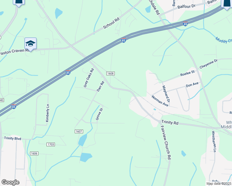 map of restaurants, bars, coffee shops, grocery stores, and more near 12215 Trinity Road in Trinity