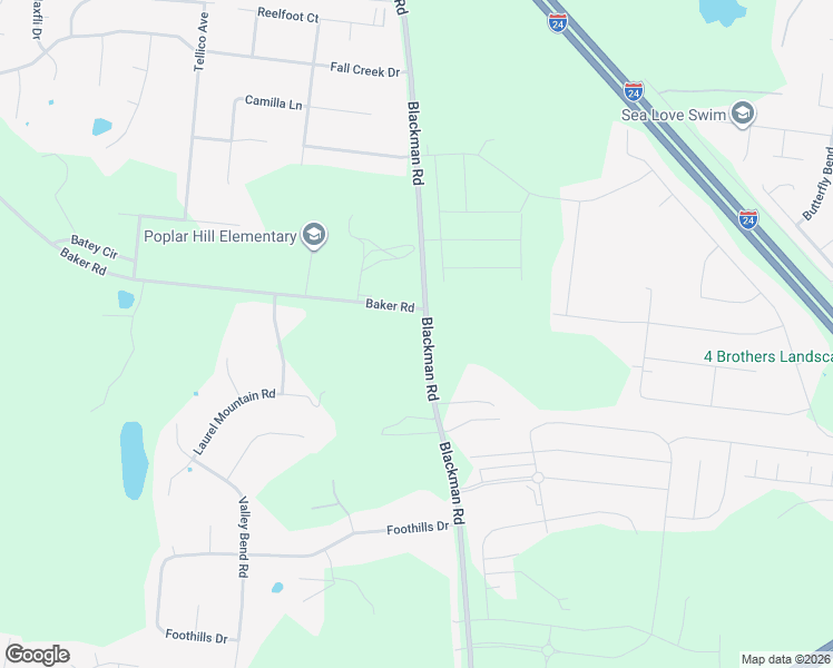 map of restaurants, bars, coffee shops, grocery stores, and more near 3529 Blackman Road in Murfreesboro
