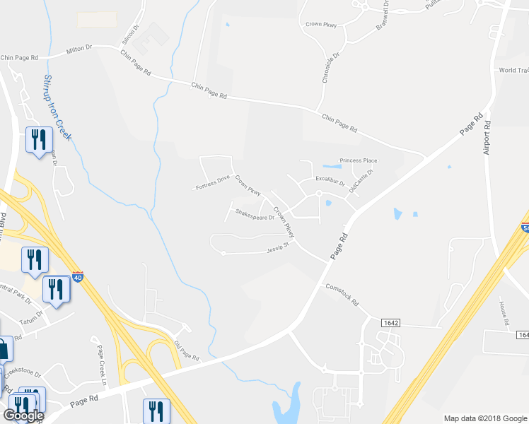 map of restaurants, bars, coffee shops, grocery stores, and more near 120 Winifred Drive in Morrisville